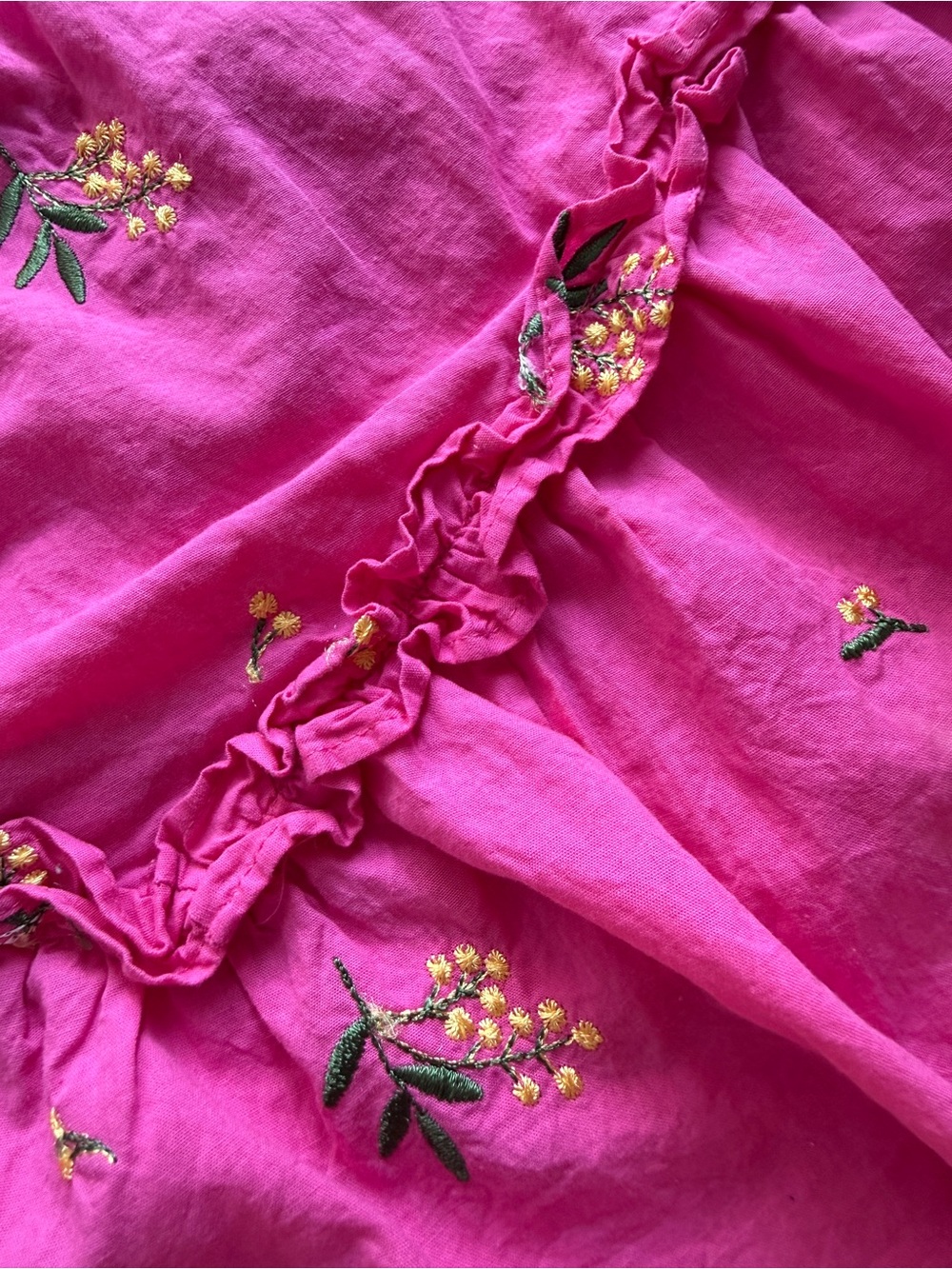 g.p.d. Pink Floral Embroidered Ruffle Dress — Size L Boho Croquette Cottagecore - Picture 6 of 7